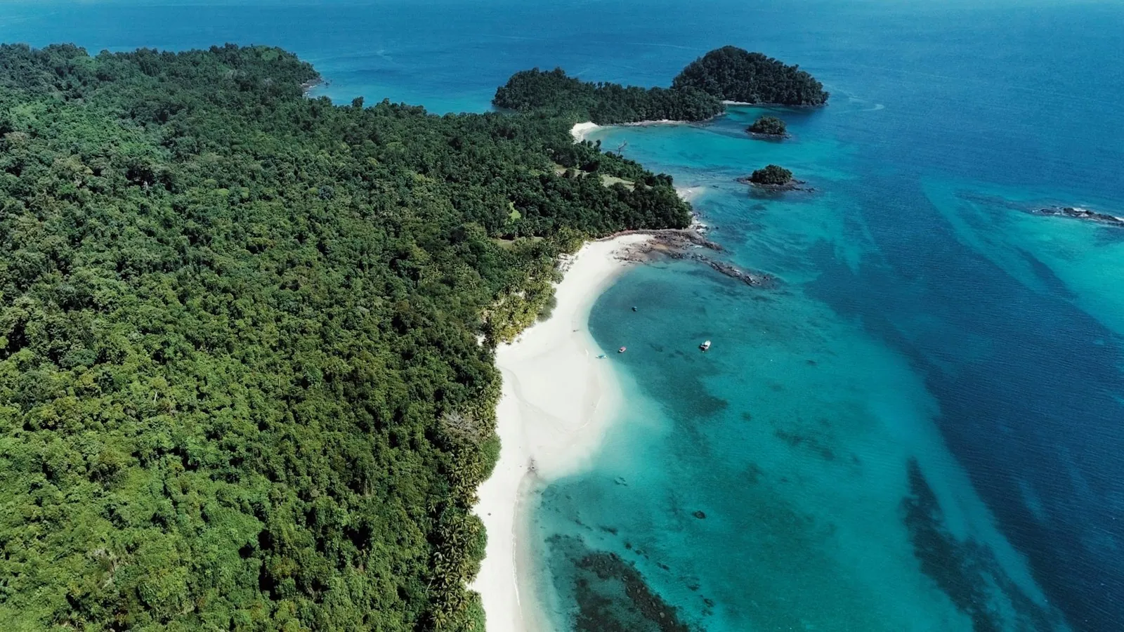 Beach on Isla de Coiba in the Pacific, a whale-watching area of Panama